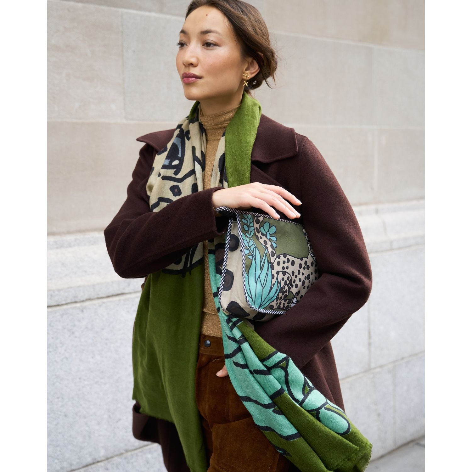 Cheetah Green Winter Scarf