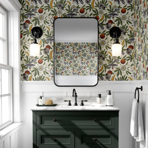 Lemur and Passion Flower Cream wallpaper