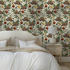 Pangolin and Passion Flower Cream wallpaper