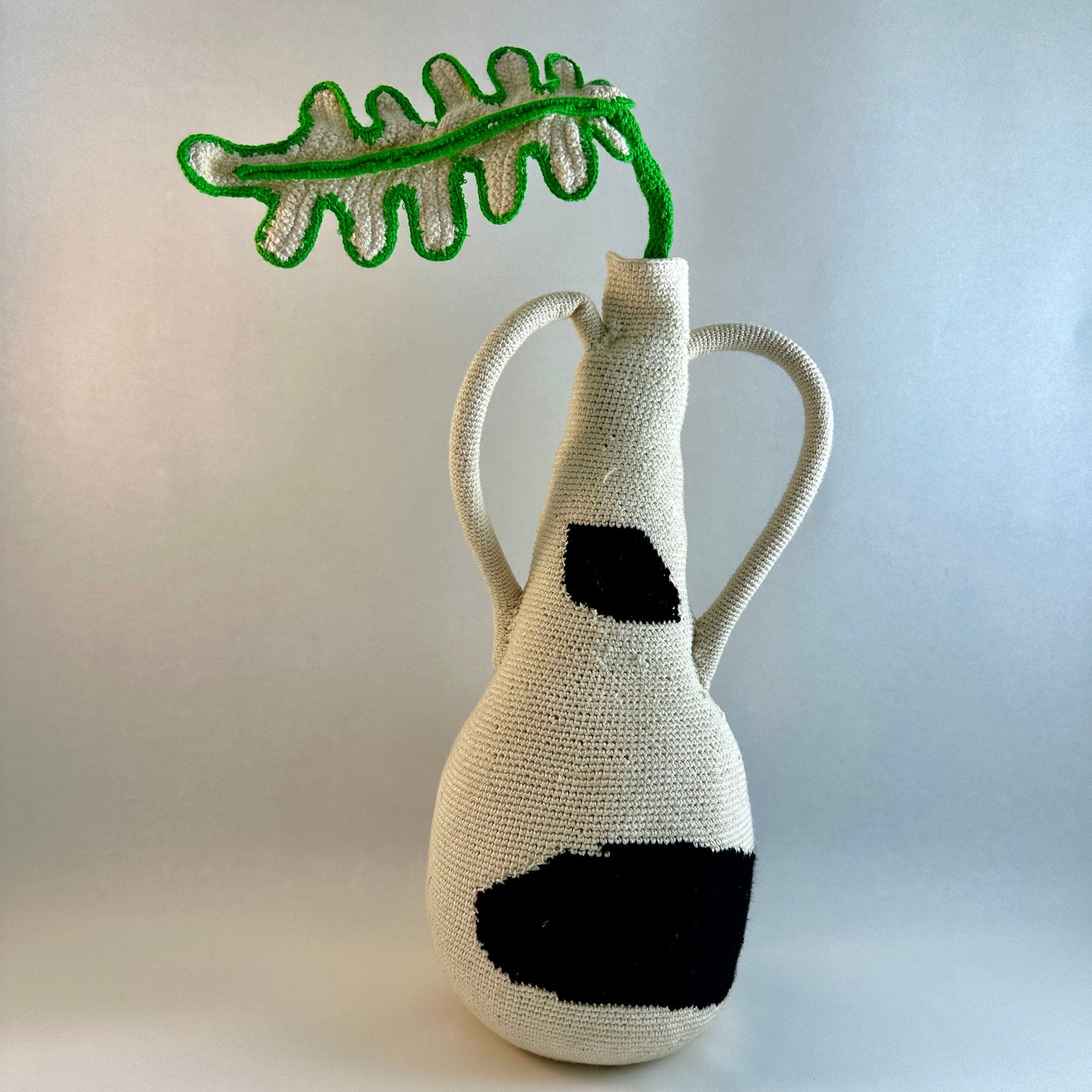 Crocheted Matisse vase with handles Black.jpg