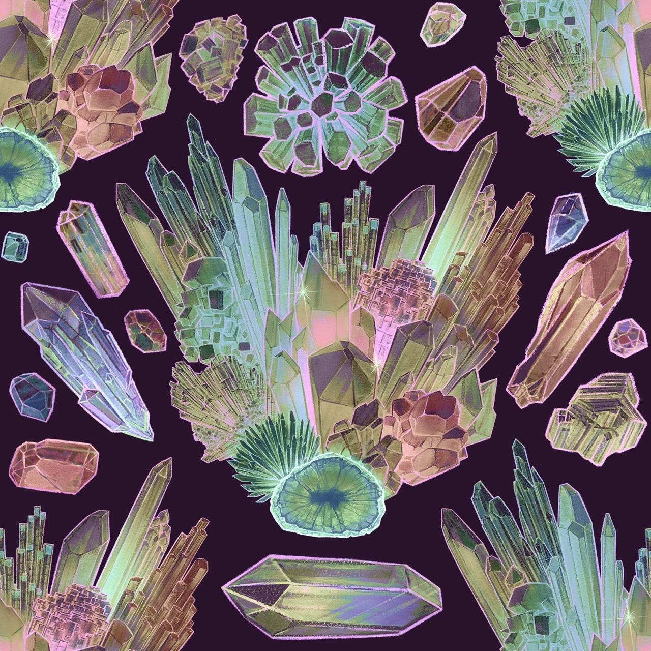 Crystal Clusters – Violet Wallpaper