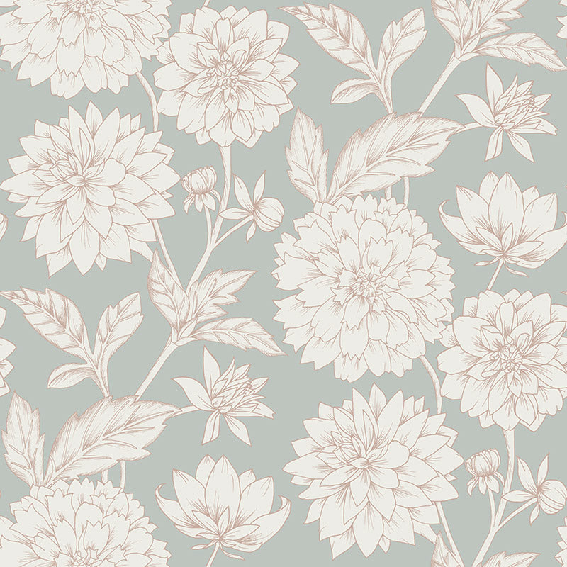 Dahlia Blooms Ashwood Wallpaper