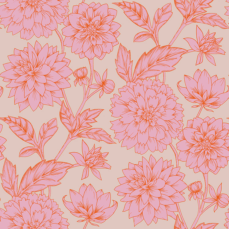 Dahlia Blooms Puffin’s Bill Wallpaper