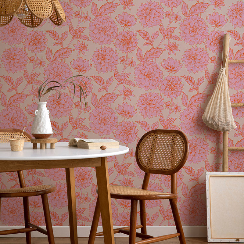 Dahlia Blooms Puffin’s Bill Wallpaper