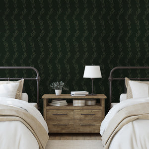 Curved Leaves Deep Green wallpaper