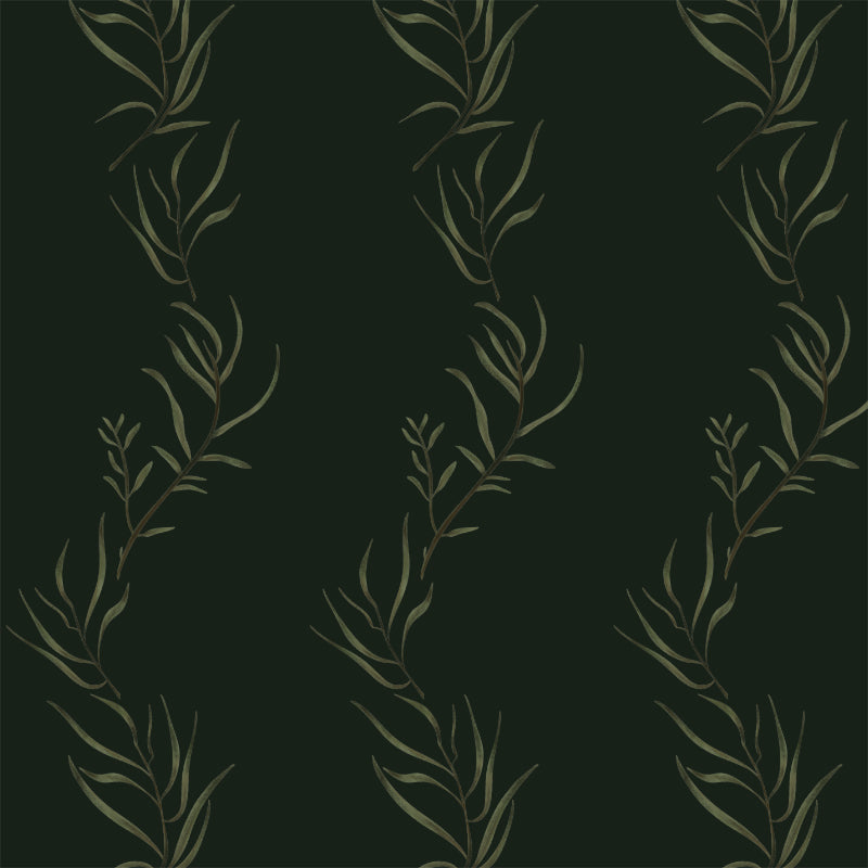 Curved Leaves Deep Green wallpaper
