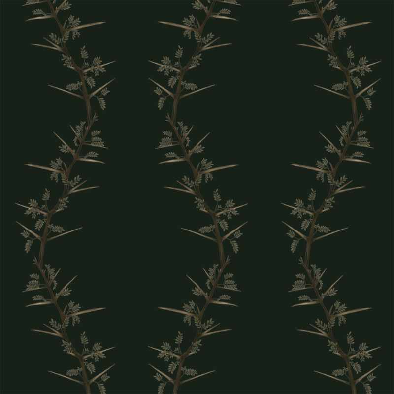 Wavey Thorns Deep Green wallpaper