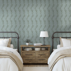 Curved Leaves Dusty Blue wallpaper