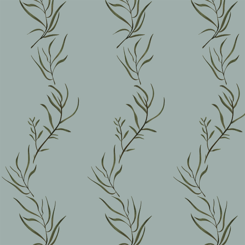 Curved Leaves Dusty Blue wallpaper