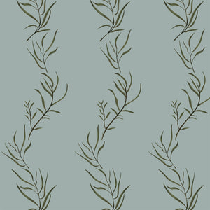 Curved Leaves Dusty Blue wallpaper