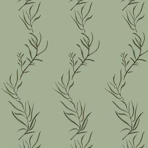 Wavey Leaves Dusty Green wallpaper