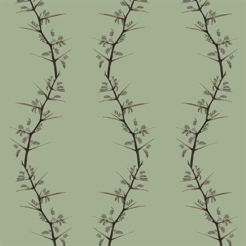 Wavey Thorns Dusty Green wallpaper