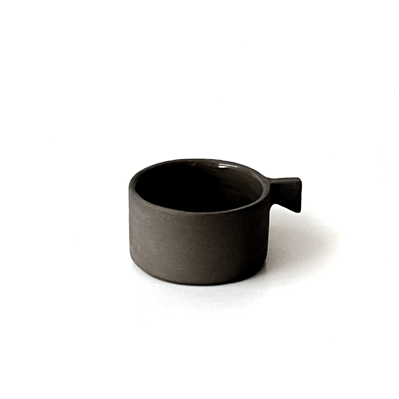Espresso Cup Triangle wedge handle  Black Clay.jpeg