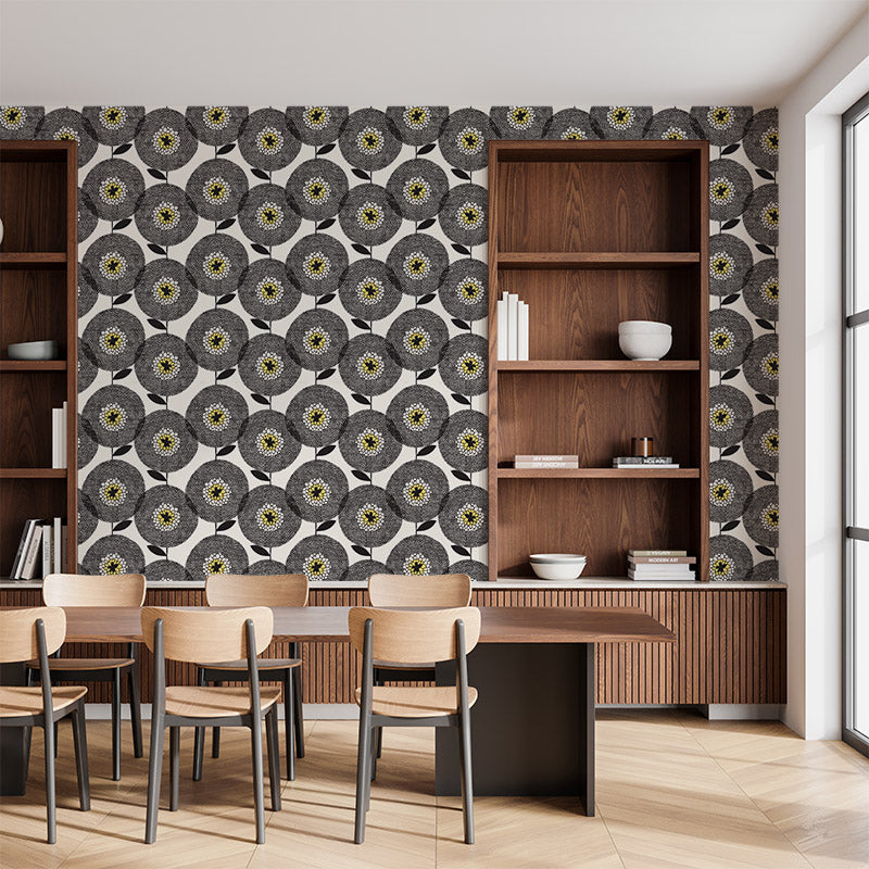 Flower Fields Penny Black wallpaper