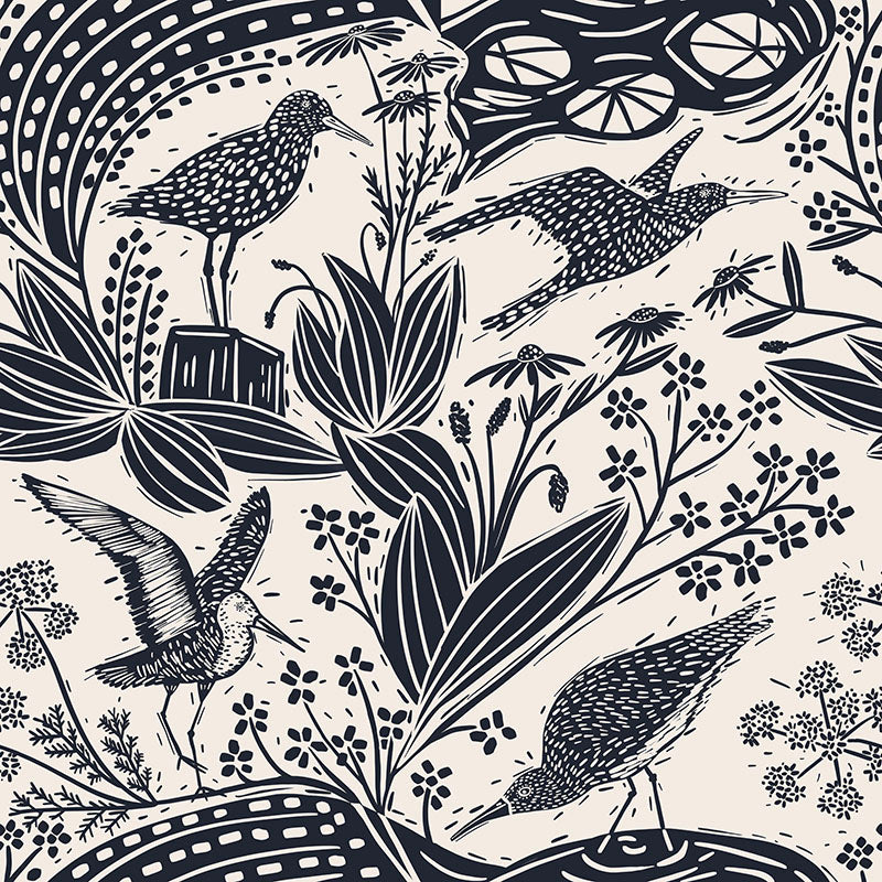 Godwit Black Wallpaper