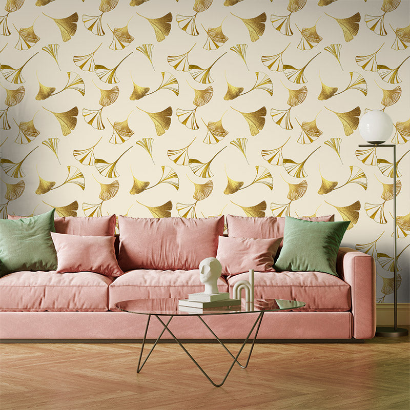 Golden Ginkgo Cream Wallpaper