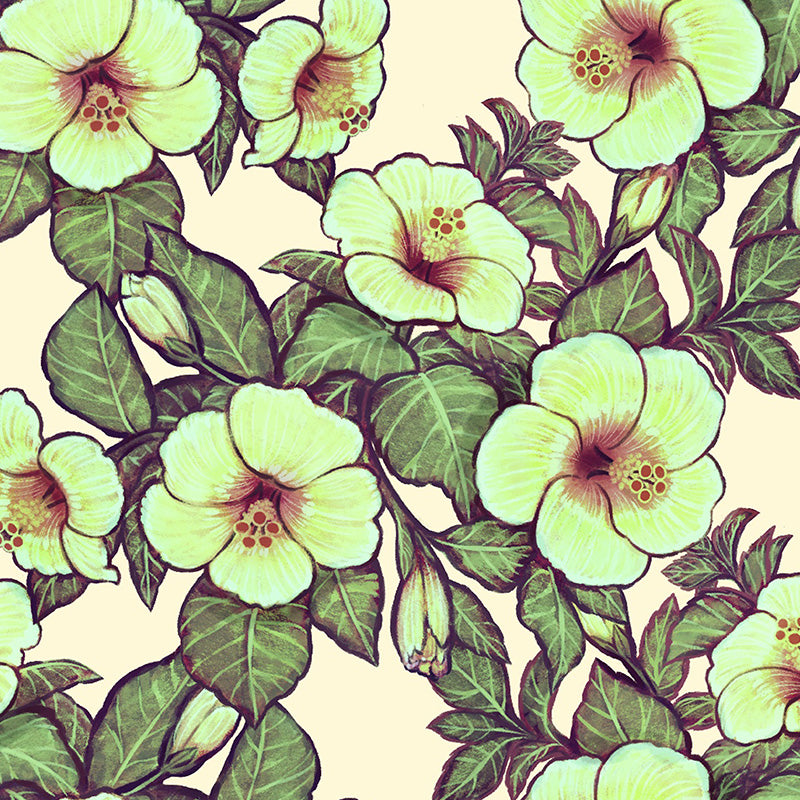 Hibiscus Heaven – Cream Wallpaper