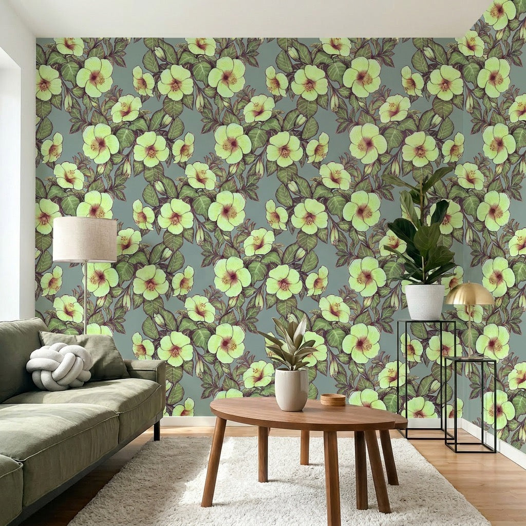 Hibiscus Heaven – Grey Wallpaper