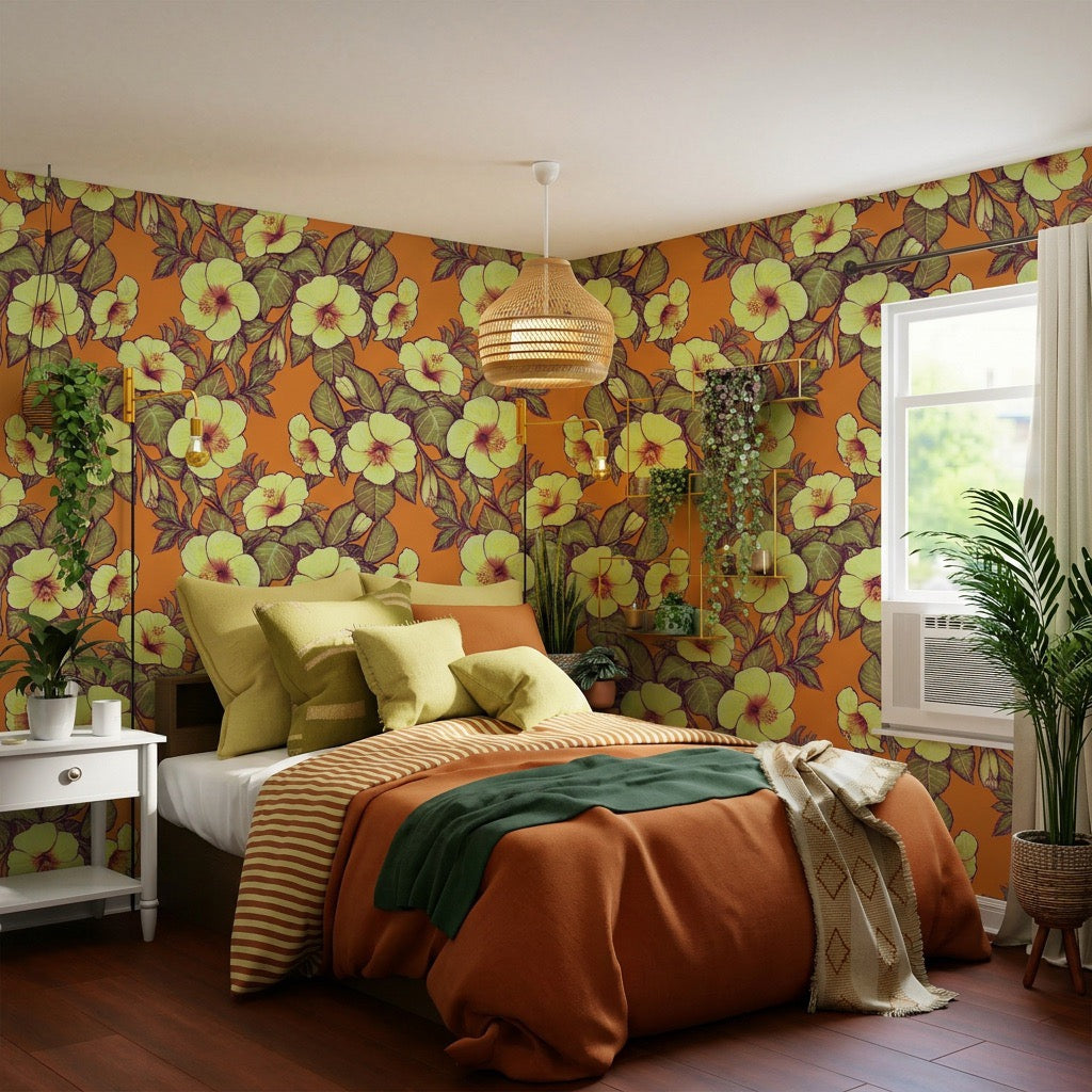 Hibiscus Heaven – Orange Wallpaper