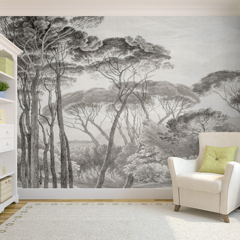 Italian Landscape Black and White Wallpaper