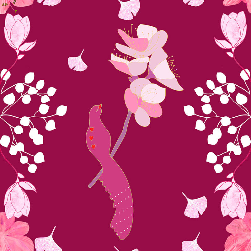 Lovebird Burgundy Wallpaper