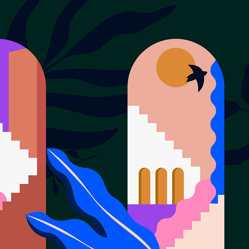 Mediterranean Afternoons Dark Wallpaper