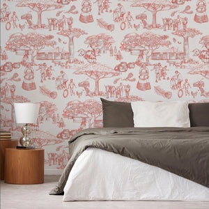 Noluthando Living Coral Toile wallpaper