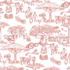 Noluthando Living Coral Toile wallpaper