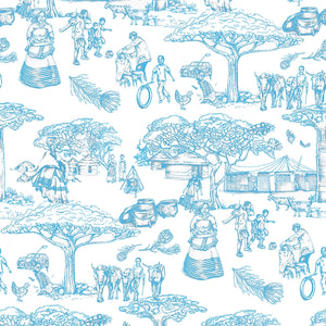 Noluthando Turquoise Toile wallpaper