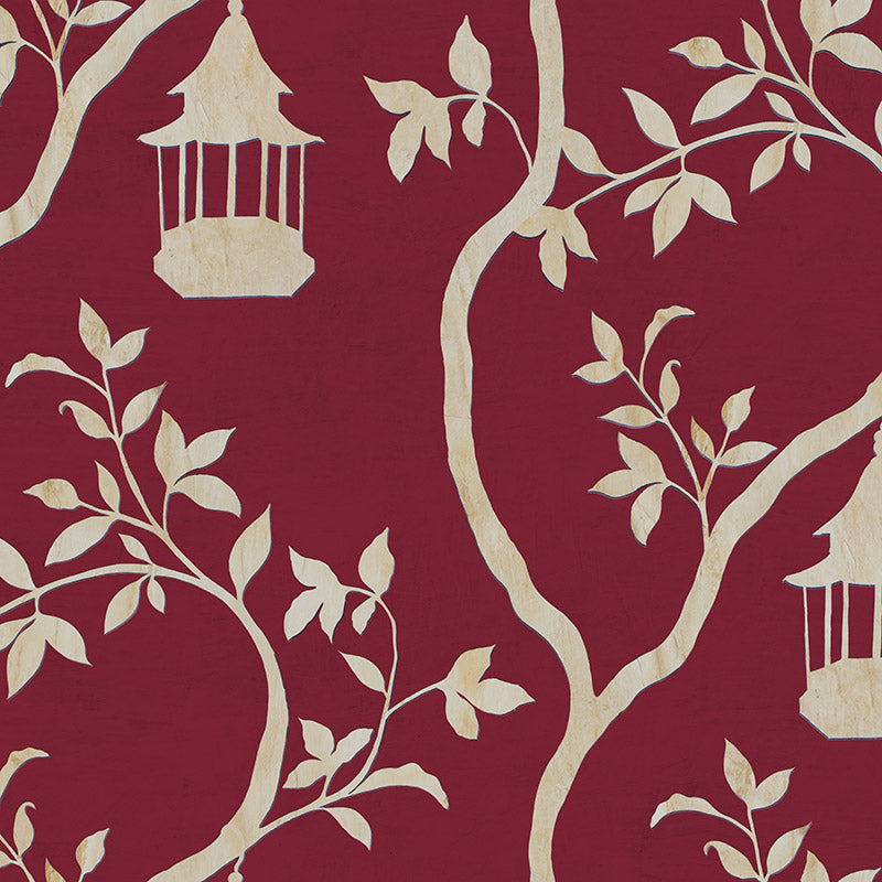 Oriental Sanctuary Chinese Red Wallpaper