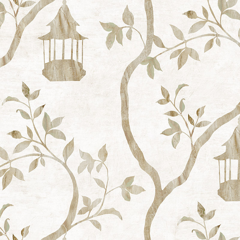 Oriental Sanctuary Gold Wallpaper