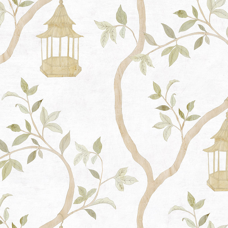 Oriental Sanctuary Morning Dew Wallpaper