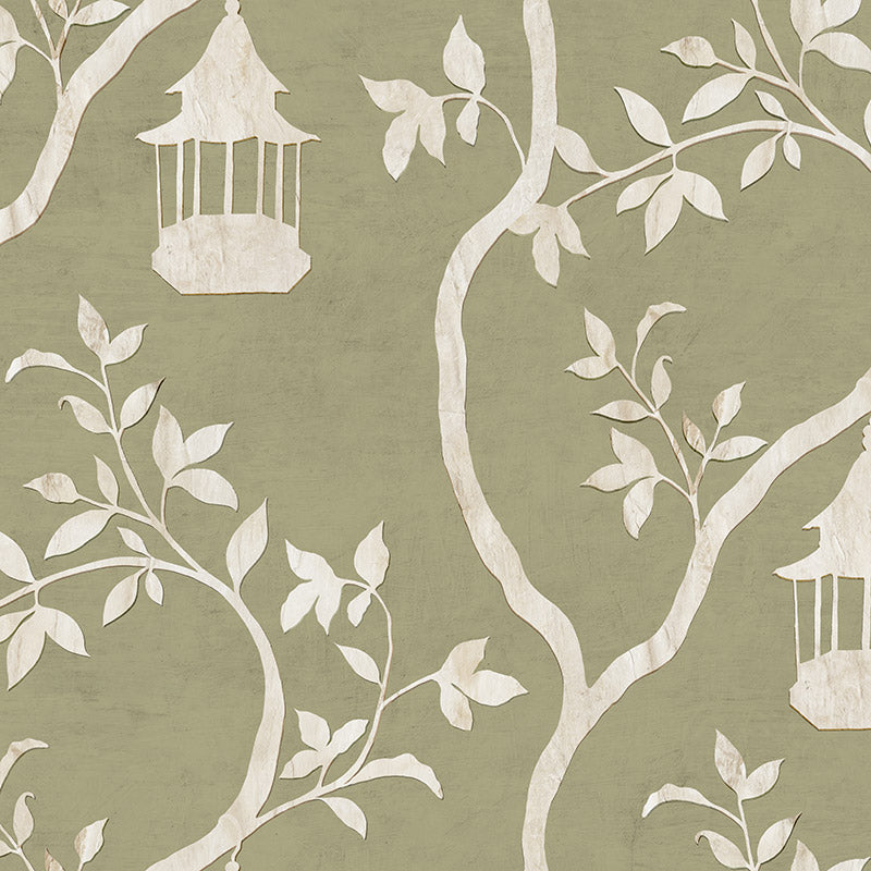 Oriental Sanctuary Pistachio Wallpaper