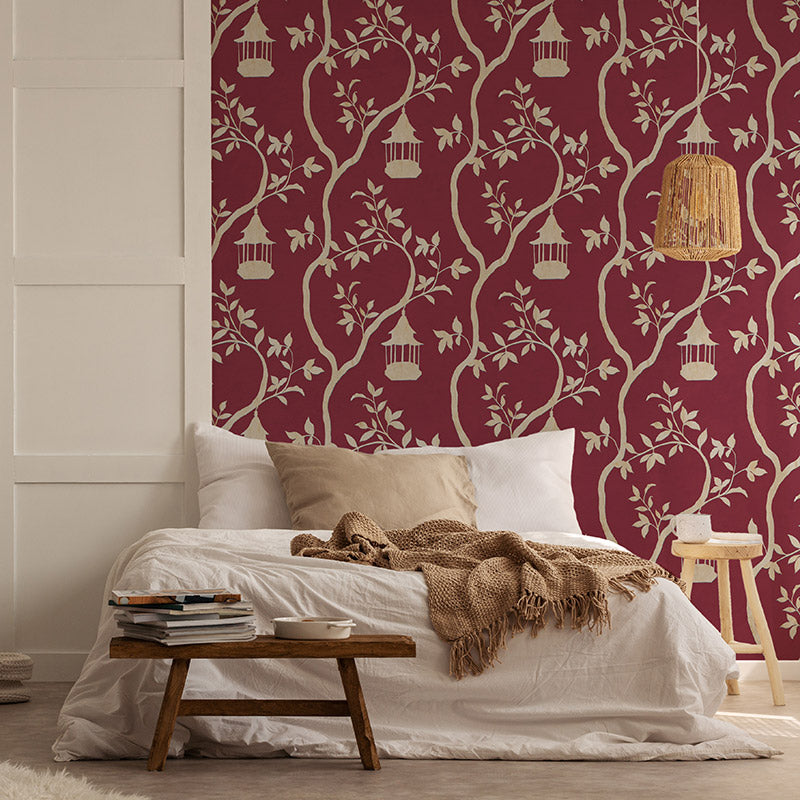 Oriental Sanctuary Chinese Red Wallpaper