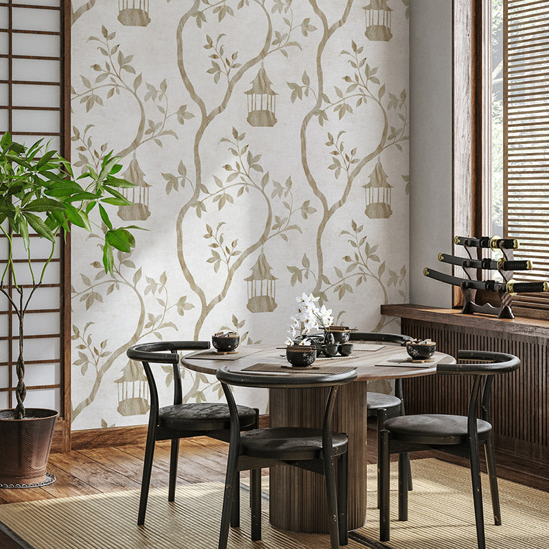 Oriental Sanctuary Gold Wallpaper