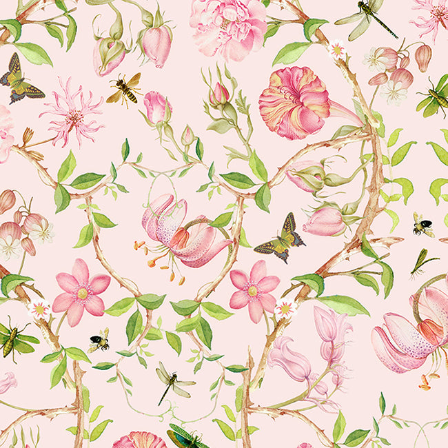 Pastel Antique Chinoiserie Garden Pink wallpaper