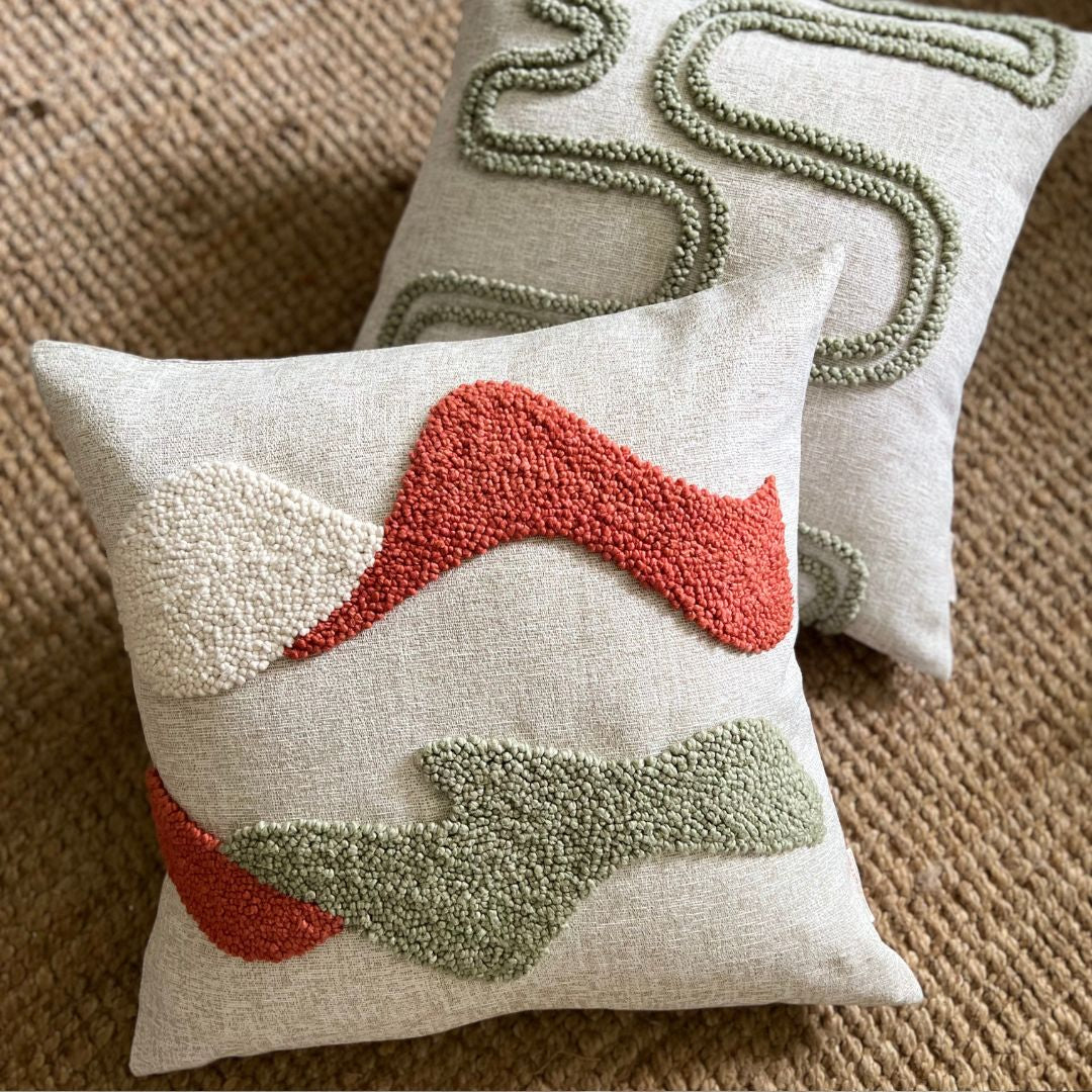 Punch Needle Landscapes Pattern 1 - Burnt Orange, Sage & Natural insitu 1.jpg