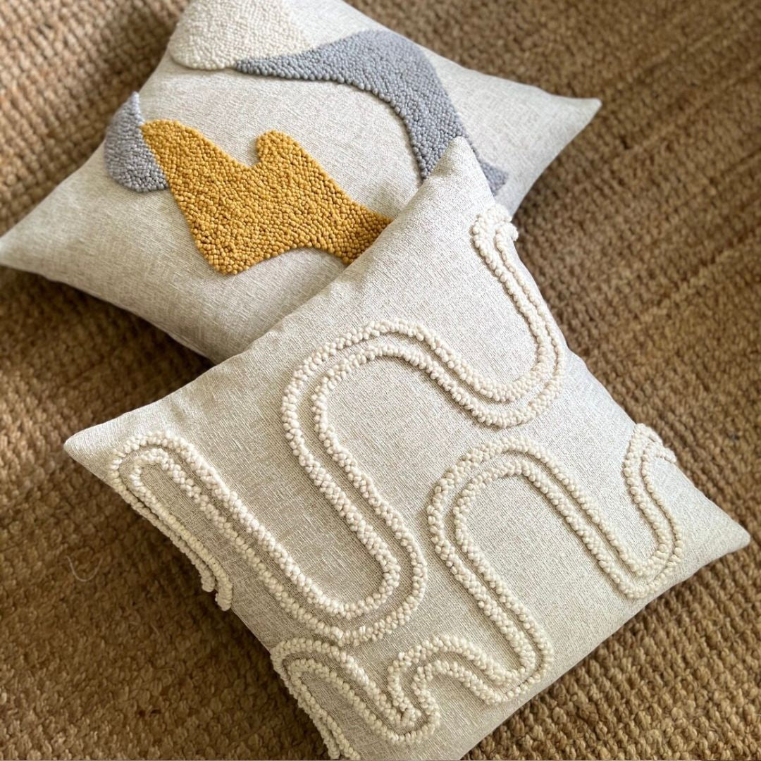 Punch Needle Landscapes Pattern 1 - Mustard, Grey & Natural insitu 2.jpg