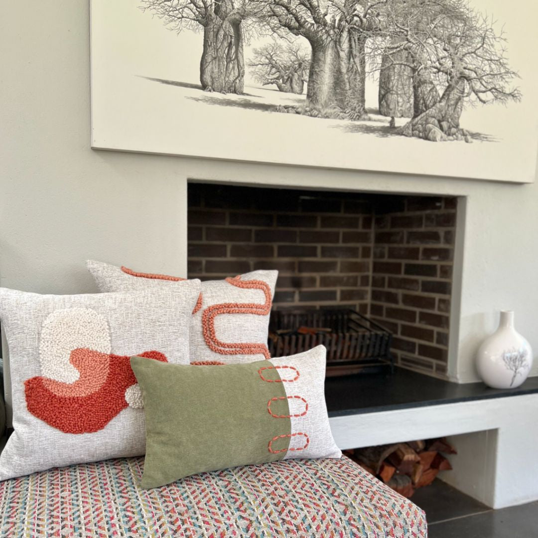 Punch Needle Landscapes Pattern 3 - Burnt Orange, Coral & Natural insitu 3.jpg