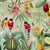 Red Tropical Birds with Fruit and Flowers Wallpaper