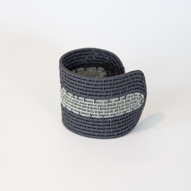 African Wire Wide Striped Cuff Bangle