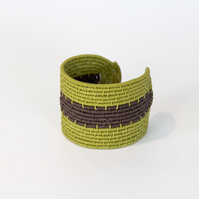 African Wire Wide Striped Cuff Bangle