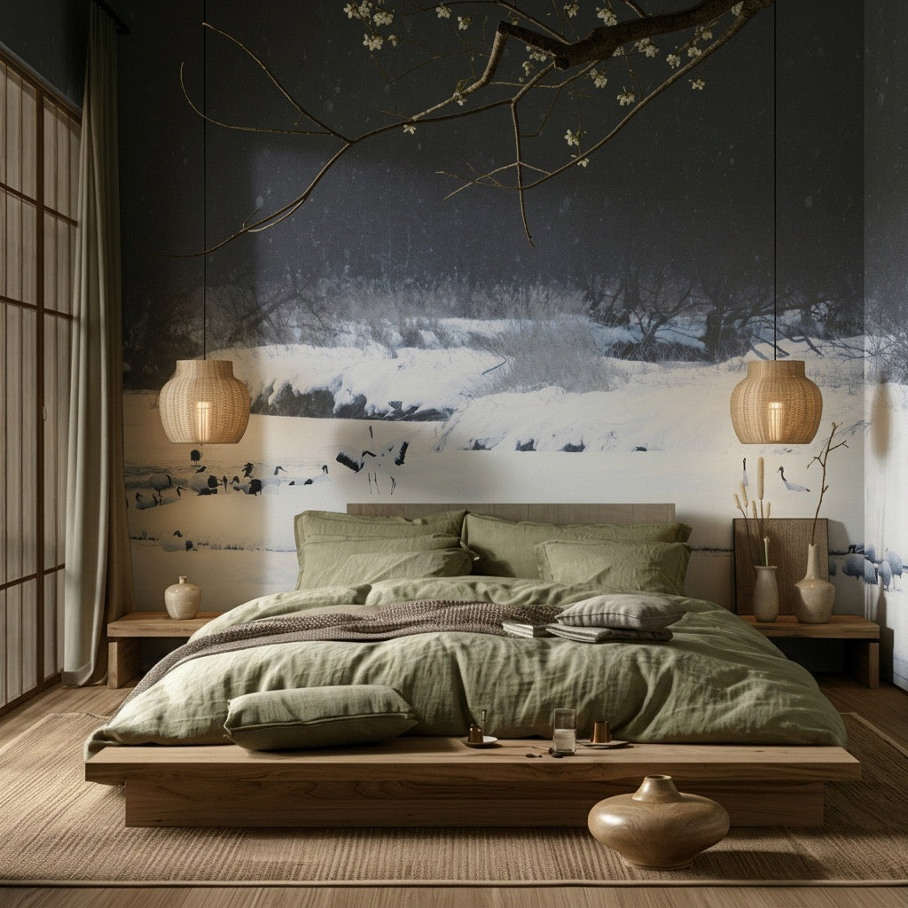 Snow Crane Rising Wallpaper