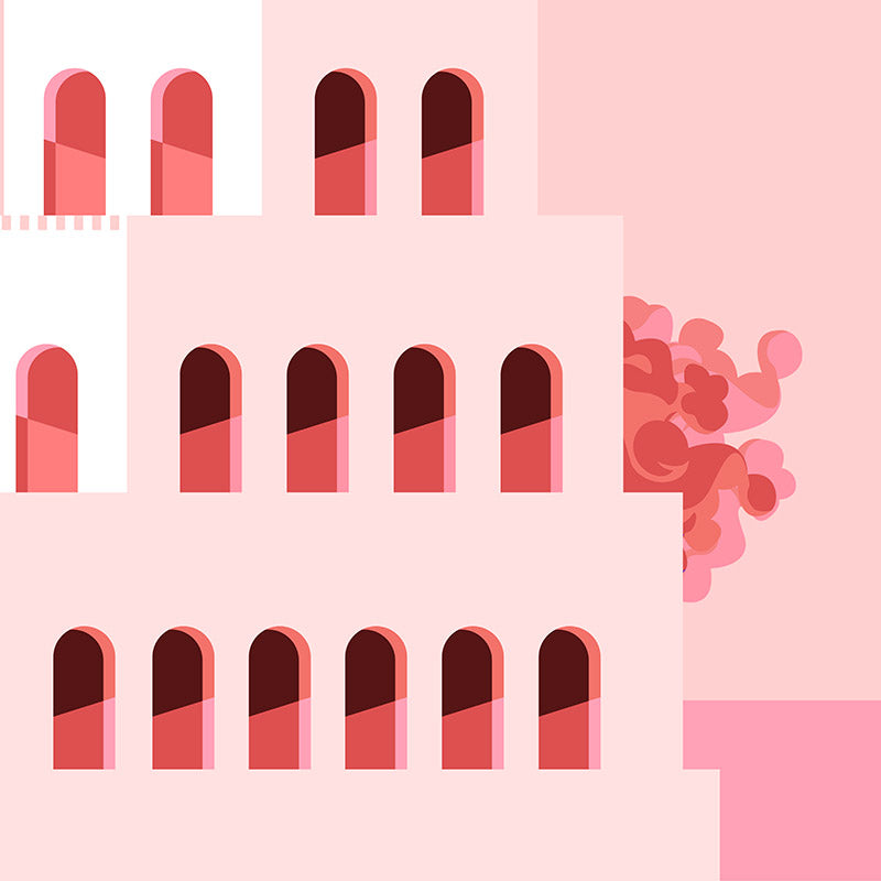 Sunset Palace Pink Wallpaper