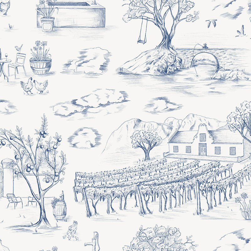 Toile du Cap Classic Navy Wallpaper