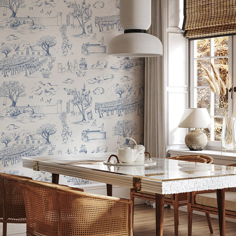 Toile du Cap Classic Navy Wallpaper