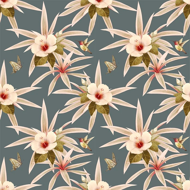 Pollinator Party – Dusty Blue Wallpaper