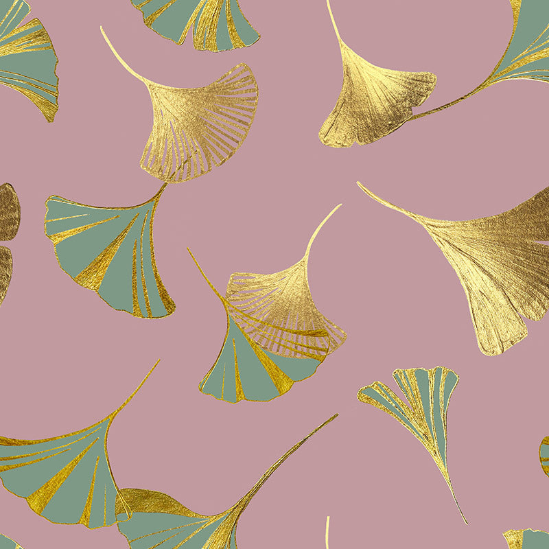 Two Tone Ginkgo Dusty Pink Wallpaper