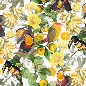 Vintage Toucans and Tropical Fruits wallpaper