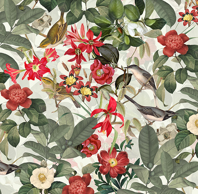 Vintage Birds and Flowers wallpaper